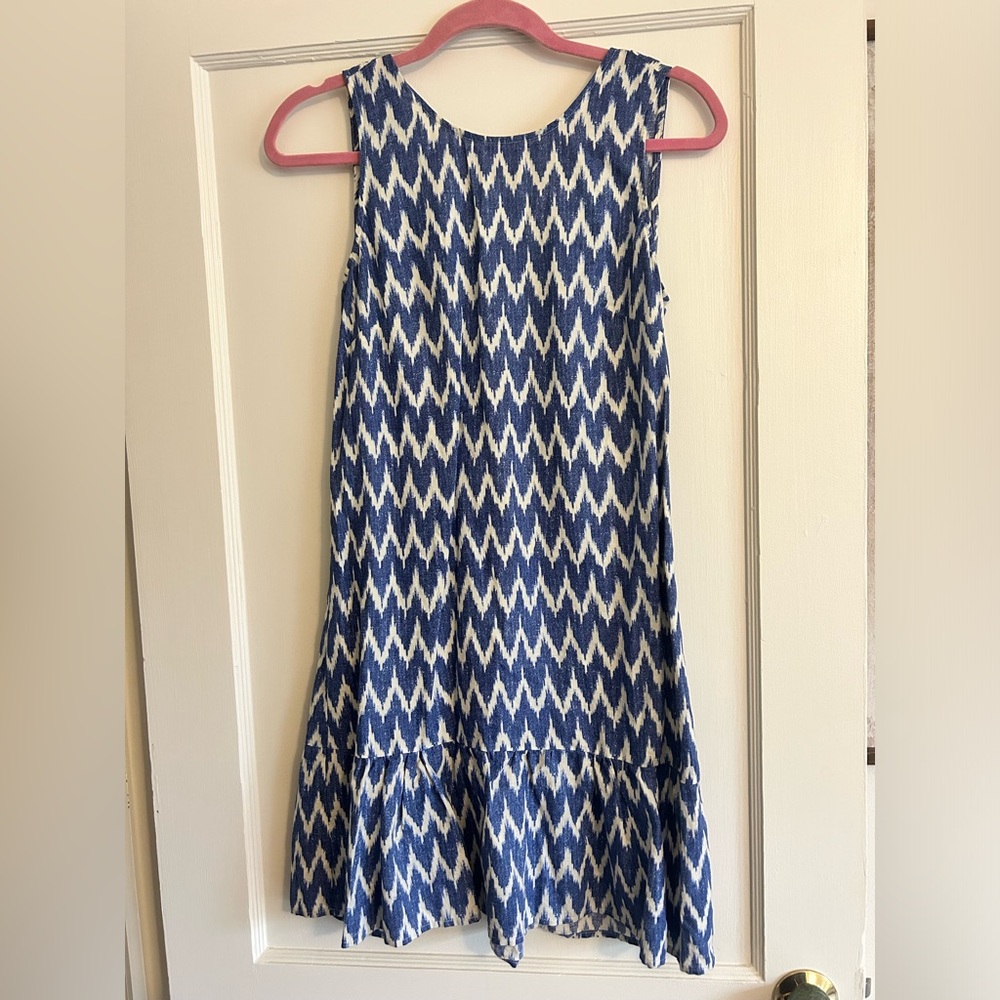 J. CREW blue/white bow back dress